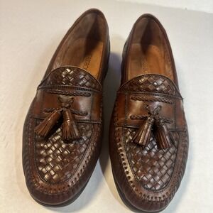 Brass Boot Handmade Brown Woven Leather Tassle Loafers Shoes Mens Size 9 Spain